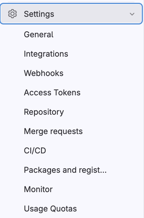 Gitlab - settings section